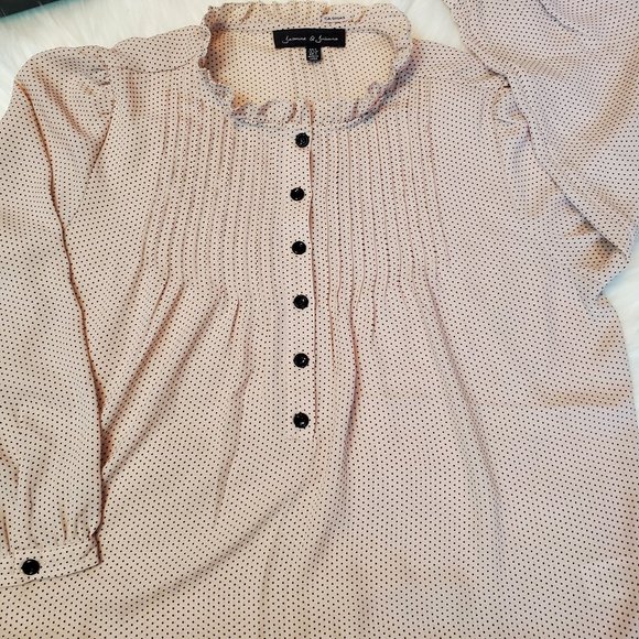 Jasmine & Juliana Pink Blouse Polka Dot Sz Sm - Picture 10 of 11